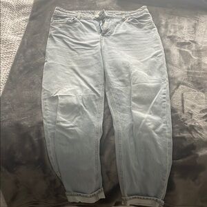 H&M Blue Boyfriend Jeans Relaxed Fit Distressed